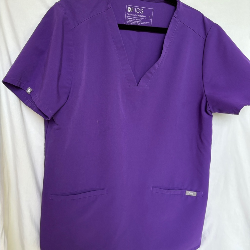Figs Women's V-Neck Purple Scrub Top